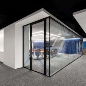 black-metafora-double-glazed-partition-wall-with-swing-door